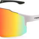 FEISEDY Sports Sunglasses for Men, Women and Teens - Baseball, Biking, Cycling UV400 Protection B2388 (75mm, 007-white)