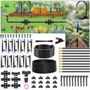 241FT Drip Irrigation System for Garden: 1/2" Quick Connect PE Tubing Automatic Water Sprinkler Kit Adjustable Misting Part 1/4" Watering Hose for Outdoor Raised Bed Plants Flower Yard