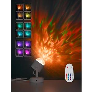 Joyzy Plug-in Dynamic Ocean Wave Table Lamp with Remote Water Ripple Night Light Projector for Room Party Decoration, Color Changing Ambient Lamps, Christmas Decor Lights, Videography Projection
