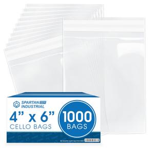 4" X 6" Self-Sealing Cellophane Bags (1000 Count) 4X6 Clear Cookie Bags With Seal for Decorated Cookies, Candy, Bakery Treats - Resealable Adhesive Flap, Reinforced Sides - Spartan Industrial