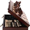 Magnetic 15" Wooden Chess Set, Portable Travel Folding Chess Board Sets Strategy Game for Adults & Kids for Chess Lovers, Beginners (Brown)