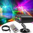 DJ Disco Ball Party Lights with Sound-Activated Remote, Durable ABS RGB LED Strobe Stage Lighting, Light Projector for Xmas/Rave/Club/Bar/Home Room Decoration, DJ Stage Light. (Black)