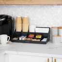 Mind Reader Cup and Condiment Station, Countertop Organizer, Coffee Bar, Kitchen, Stirrers, 17.875"L x 9.5"W x 6.625"H, Black