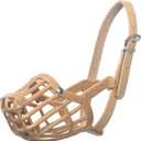 Leather Brothers Italian Basket Dog Muzzle, Adjustable Secure Fit, Comfortable Design, Training and Safety, Averts Biting, Prevents Chewing and Scavenging, Perfect for Grooming - Tan, Size 3