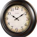 18 Inch Vintage Large Wall Clock for Living Room Decor,Battery Operated Silent Non-Ticking Retro Classic Clocks for Kitchen Fireplace Home Office,House Warming Gifts,Bronze