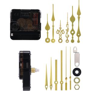 2 Pack High Torque Clock Movement with 5 Pair Gold Clock Hands, Wall Clock Replacement Mechanism, Quartz DIY Repair Kit, Battery Powered