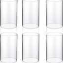 Yaomiao 6 Pcs Hurricane Glass Candle Holders Sleeve Open Ended Glass Bottomless Candle Cover Cylinder Hurricane Clear Chimney Shade Tube Cover for Baby Shower Wedding Party(3.8 x 6 Inch)