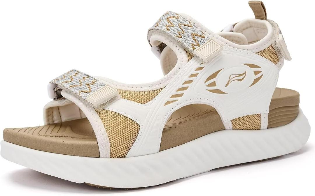 Womens Orthopedic Walking Hiking Sandals with Arch Support for Plantar Fasciitis Relief, Adjustable Strap Quick-Dry Non-Slip Lightweight Summer Outdoor Beach Shoes (Beige, M)