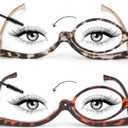 SEEKEY 2 Pack Makeup Reading glasses for Women,One Eye Cosmetic Readers Rotating Lens, Makeup Readers for Women (Tortoise+brown, 1.5 x)