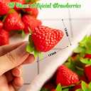 CLESDF 40Pcs Fake Plastic Strawberries, Artificial Lifelike Fruit Red Strawberries with Green Stem and Leaf for Home Kitchen Party Decor Photography Prop