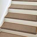 SMILOOL Bullnose Carpet Stair Treads Non Slip for Wooden Steps Indoor, 9.5" x 35" 4 Pieces, Extra Wide Bull Nose Carpet Runners for Wood Stairs, Step Covers, Stair Tread Rugs, Washable, Brown