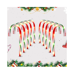 26" Christmas Candy Cane Lights (10PCS) for Landscape Decoration, Outdoor Pathway Makers Lights, Candy Cane Walkway Lights Red & Green(Include Stakes)