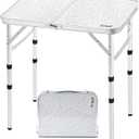 Yriuat Folding Camping Table 2ft Portable Pinic Table Adjustable Height Small Card Table Aluminum Foldable Lightweight with Carry Handle for Outdoor Indoor Hiking Camp BBQ Beach, 24"l X 16"w X 24"h