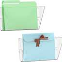 2 Pack Clear Single Pocket Wall File Holder Hanging Wall Organizer, Wall Mount Mails Magazines Organizer for Office and Home
