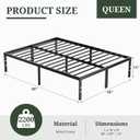 Queen Size Bed Frame, 14 Inch Metal Platform Bed Frames with Heavy Duty Steel Slat Support, No Box Spring Needed, Easy Assembly, Under Bed Storage