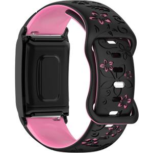 Silicone-Bands Compatible with Whoop-Band 5.0/4.0 - Water-Proof Two-tone Engraved Floral Replacement Wristband for Whoop 4.0/5.0 Peak/One, Fitness Sport Bracelet, with Protective Case