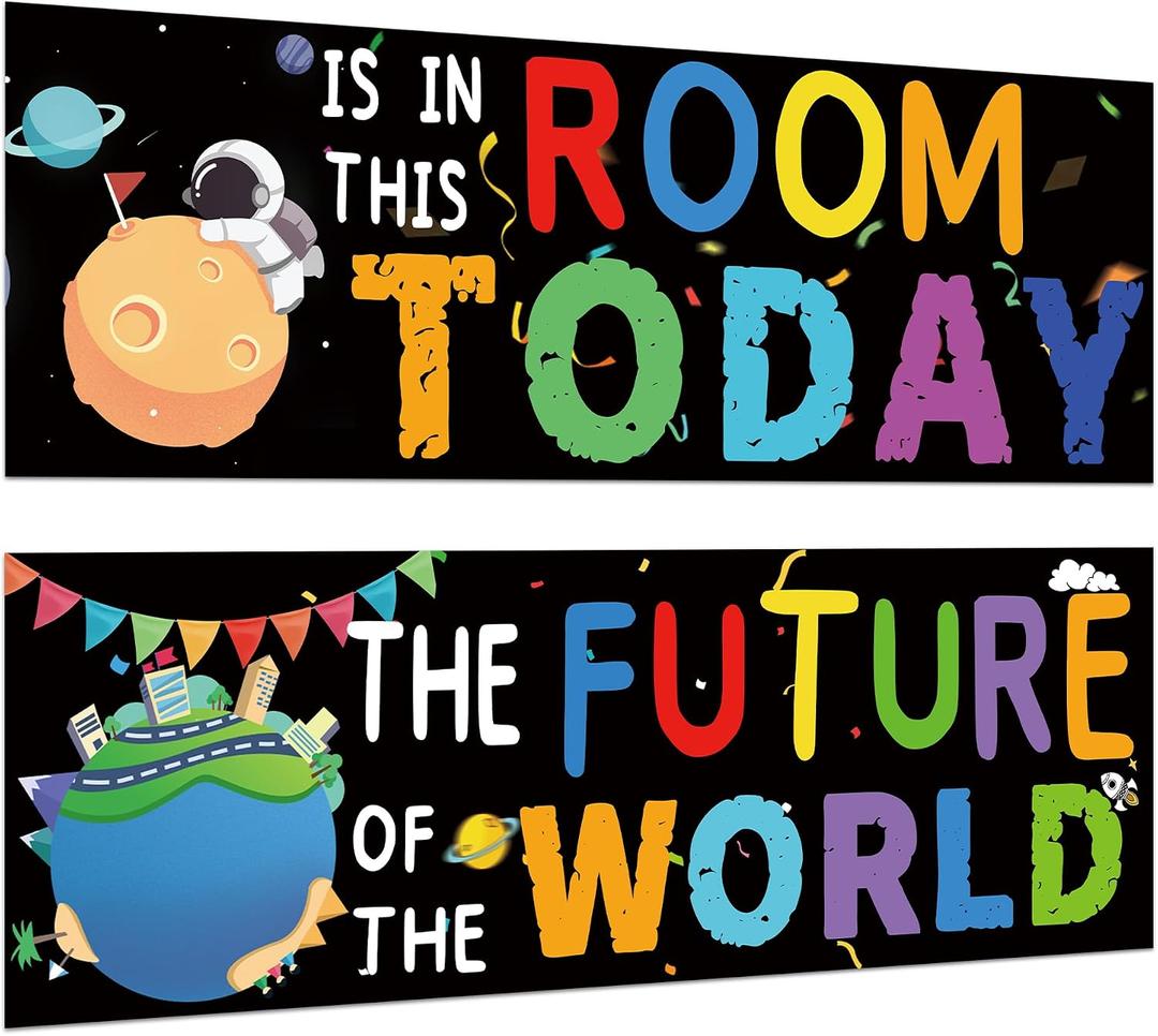2 x Educational Math Posters,2 Pcs Room Today Posters,13.5x39 Classroom Banner Decorations for Teachers,Bulletin Board and Wall Decor for Pre,Elementary School(Laminated) (Room Today Poster)