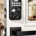 Zowill Keyless Entry Door Lock with 2 Lever Handles, Zowill Electronic Keypad Deadbolt, Auto-Locking, Anti-Peeping Password, Digital Code Door Lock, Front Door Handle Sets, Matte Black