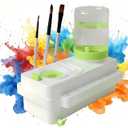 2025 Upgraded Paint Brush Cleaner with Water Circulation, 3-in-1 Portable Brush Washer & Rinser Station, Ultra-Lightweight Large 520ml Tank, Leak-Resistant Art Gift for Adults, Kids (Green)