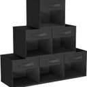 DIMJ Cube Bins, 6 Packs Fabric Storage Cubes with Clear Window, Storage Bins with Handles, Storage Baskets for Organizing Living Room, Bedroom, Office, Black