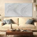 Minimalist White Abstract Wall Art, Hand Painted Textured Canvas in Neutral Beige and Cream Tones, Modern Gallery Wrapped Wall Decor for Living Room Bedroom Dinning Room, Ready to Hang, 24x48 Inch