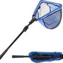 SANLIKE Fishing Net Folding Landing Net with Extra Long Telescoping Pole Handle, 37-98.4inch Rubber Coated Fishing Net for Easy Catch Release, Fish Net for Kids and Adults, 51.5-98.4"