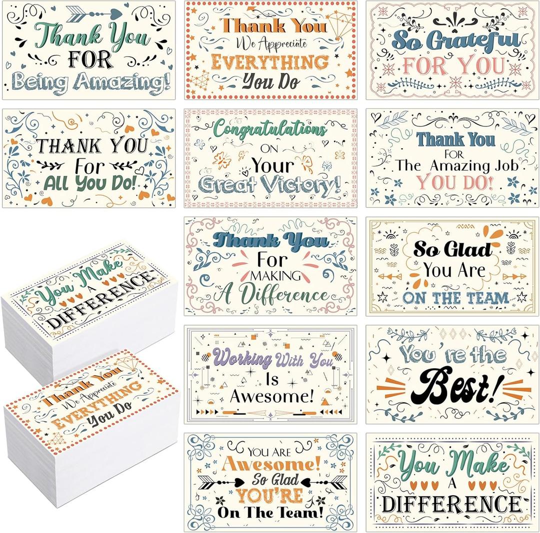 Yeaqee 240 Pcs Employee Appreciation Kudos Cards Funny Blank Back Motivational Card Encouragement Thank You Note Recognition Card for Teacher College Affirmation Gift(Drawing)