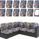 hyha 12Pcs Patio Cushion Covers, Stretch Outdoor Couch Cushion Covers Replacement, Washable Outdoor Chair/Sofa Slipcovers for Patio Furniture Cushions Protector with Elastic Bottom (Paisley,Cover Only)