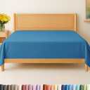 Twin Size Flat Sheet - Hotel Quality Top Flat Bed Sheet Only - Ultra-Soft, Breathable & Cooling - Fade & Wrinkle Free - Easy-Care, Stain & Shrink Resistant Bedding - Easy-Fit & Oeko-Tex - Denim Blue
