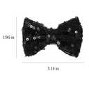 2 x 3Inch Glitter Fashion Bow Hairpin Sparkling Black Sequins Bow Hair Clip Barrettes for little Baby Toddler Girls,Teens, Kids Children Cute Halloween Costume Dress up Accessories