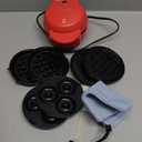 Baker's Friend 4 in 1 Mini Waffle Maker with Removable Plates, Set Includes Mini Pancake, Donut, Heart Shape Waffle Makers, Compact Size, Recipe Included, Red