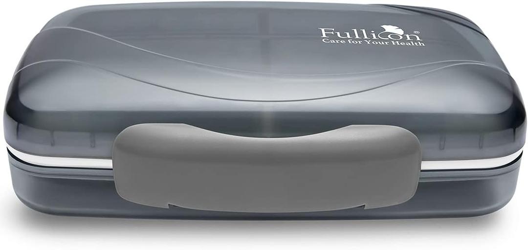 Travel Pill Organizer Large Portable Moisture Proof Vitamin Case, Fullicon Oversize 8 Compartment Pill Box, Pill Holder - Airtight & Moistureproof  Grey