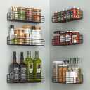 Moforoco Spice Rack Organizer Wall Mount (6 Pack), Hanging Black Spice Pantry Organization Storage Shelf, Farmhouse Seasoning Organizer, Flexible Wall Shelves, Kitchen Essentials Home Decor