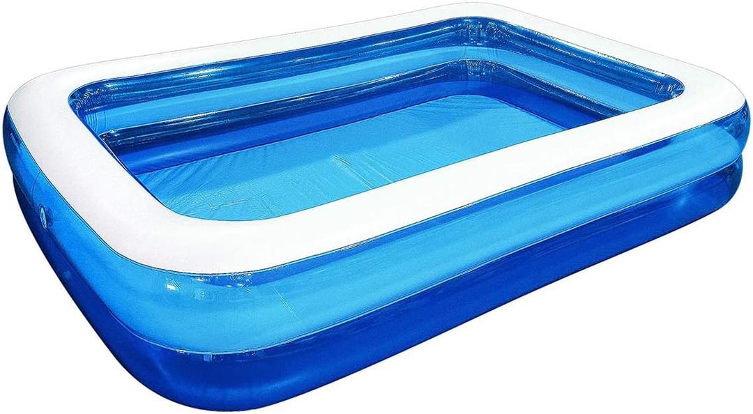 Giant Inflatable Kiddie Pool - Family and Kids Inflatable Rectangular Pool - 10 Feet Long (120" X 72" X 20")