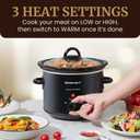 Elite Gourmet MST-350B Electric Slow Cooker, Adjustable Temp, Entrees, Sauces, Stews & Dips, Dishwasher Safe Glass Lid & Crock (3 Quart, Black)