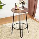 ALISH 40.5" Round Bar Table Pub Table Counter Height Tall Table Bistro Dining Bar Table with Metal Frame & Wooden Top Black Legs