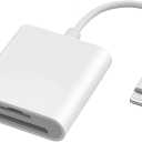 SD Card Reader for iPhone iPad, Apple MFi Certified iPhone SD/Micro SD Card Reader Adapter Cable with Dual Slots for SLR Cameras, Trail Game Camera Viewer, Memory Card Reader for iPhone, Plug and Play (Lightning 2 in 1, White)