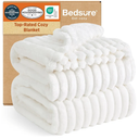 Bedsure GentleSoft Blankets Queen Size for Bed - Cozy Soft Sofa Couch Cover Blankets for Women, Cute Large Bedding Fleece Throws for Girls, Off White, 90x90 Inches