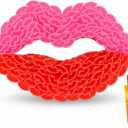 2 x Potchen 50 Pcs Plastic Straws Disposable Drinking Straw Bulk for Summer Hawaii Game Fruit Party Supplies(Red,Hot Pink,Lips)