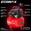 ECOMAX Air Compressor 6 Gallon 150 PSI Pancake Portable Oil-free Tank with 10 PCS Accessories Kit