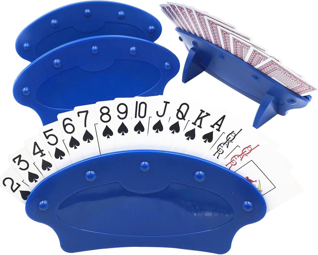 Yuanhe Card Holders for Playing Cards - 4Pack Adults Kids Seniors Canasta Cards Game Set Great for Poker Parties Family Game Nights