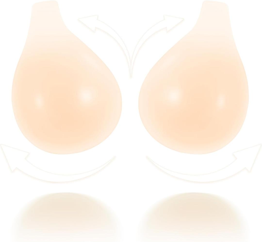 Sticky Bra Push Up,Adhesive Bras Backless Invisible Strapless Silicone Bras for Women (L)