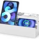 BambuMate Bamboo Cable Management Box, White, 31X14X15.5CM, Cable Organizer Box for Desk with Conceal Power Cords and Power Strips, Suitable for Living Rooms, bedrooms, Offices and More