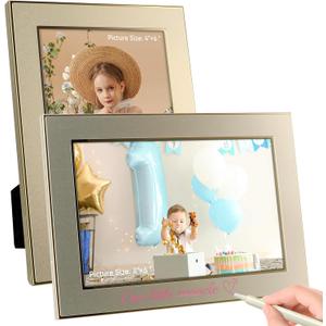 Gold Photo Frame, 46 inches, Set of 2, Personalized Handwritten Blessings, Classy for Mother's Day, Wedding, or Birthday, Portrait or Landscape, Wide Edge