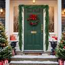 9FT Christmas Garlands Artificial Norfolk Pine Garlands Real Touch Winter Pine Garland for Table, Mantle, Wall, Indoor, Outdoor Christmas Decorations