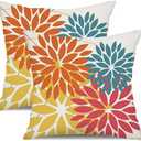 DFXSZ Outdoor Pillow Covers 18x18 Inch Set of 2 Orange Yellow Red Flower Decorative Waterproof Fall Summer Outdoor Pillow Covers for Patio Funiture Garden Couch 168G18