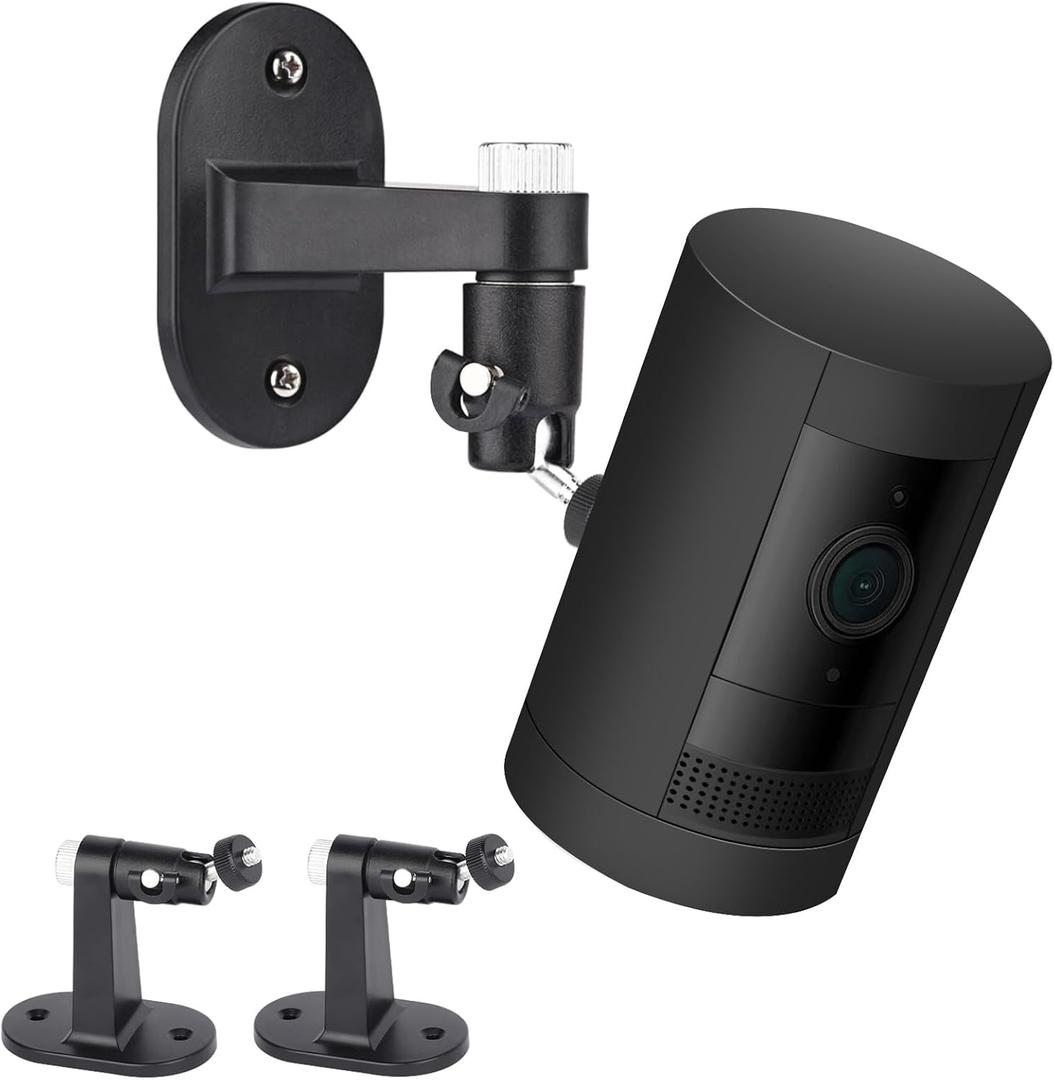2Pack Adjustable Security Wall Mount Bracket for Ring Stick Up Cam & Ring Outdoor Cam Plus, Perfect View Angle for Your Surveillance Camera System - Black