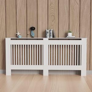 High Radiator Cover Wood Cabinet: 36 Inch Height White Large Heater Covers Vertical Slats Modern Tall Radiators Shelf Thicken MDF Wooden Bedroom Hallway Home Furniture Wall Cabinets for Living Room, L59.84 x W7.48 x H36.3 Inch