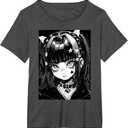 Anime Girl Soft Grunge Waifu Kawaii Gothic Girl T-Shirt (6XL, Dark Heather Gray)
