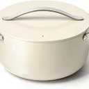 Caraway Dutch Oven Pot with Lid (6.5 qt, 10.5") - Non-Stick Ceramic Coating - Free From Forever Chemicals - Oven Safe & Stovetop Agnostic - Cream